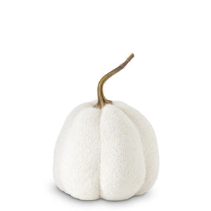 9.25 nch Fuzzy White Knit Gourd w/Resin Stem