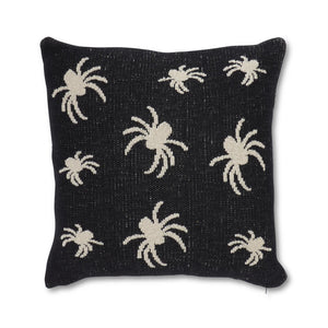 20" Cotton Knit Black & Cream Spider Pillow