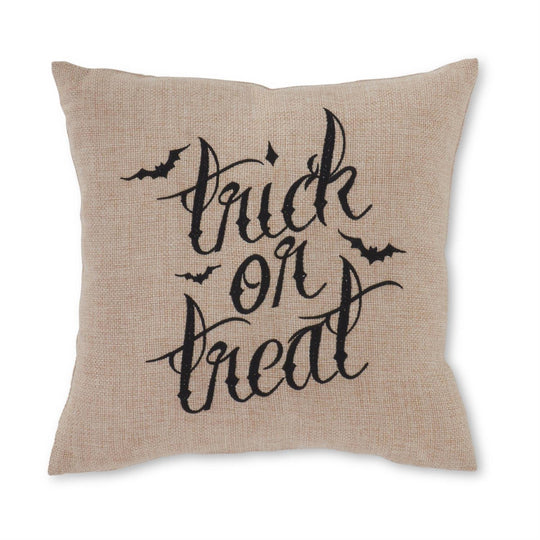 16" Tan & Black Trick or Treat Pillow