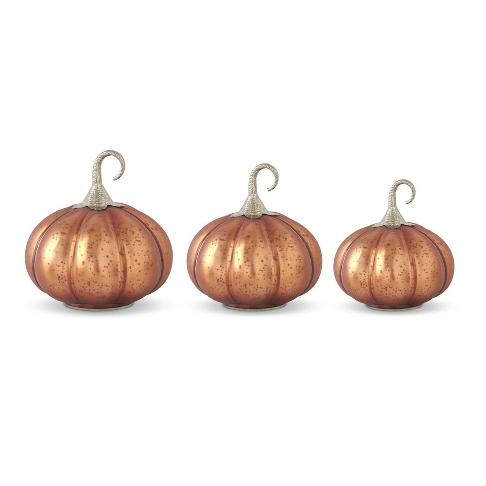 
            
                Load image into Gallery viewer, 6.25&amp;quot; Copper Glass Pumpkin 2&amp;#39;Brass Stem
            
        