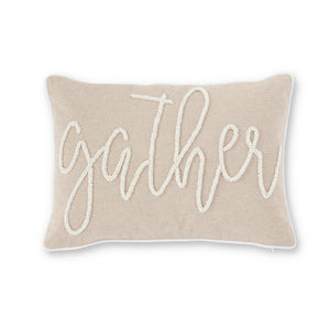 
            
                Load image into Gallery viewer, 19.75 Rectangular Tan White Beaded Gather Pillow - Everyday Textiles
            
        