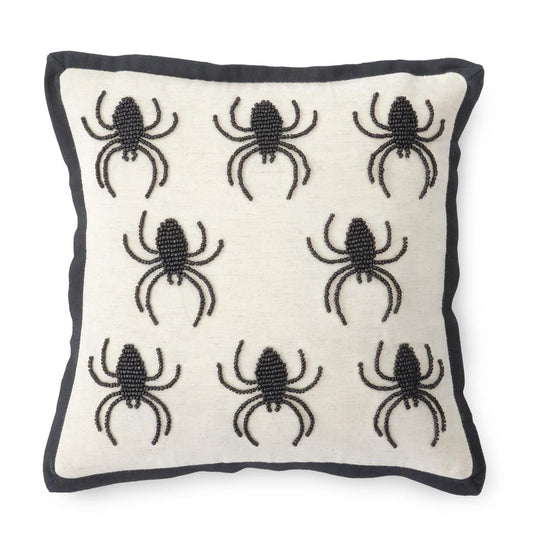 12" Spider Pillow Black Beaded