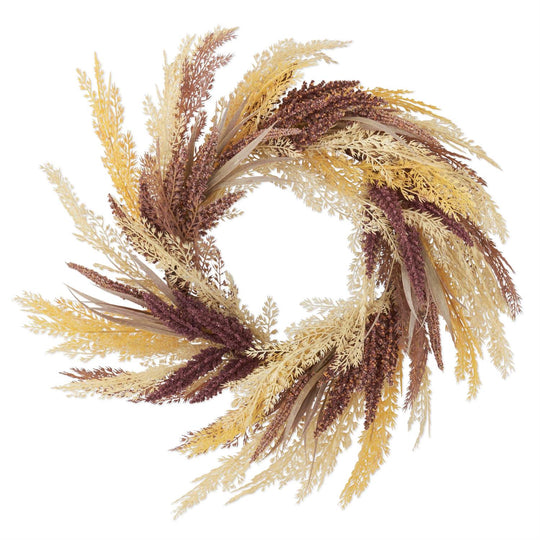 25" Burgundy Cream & Yellow Reed Wreath