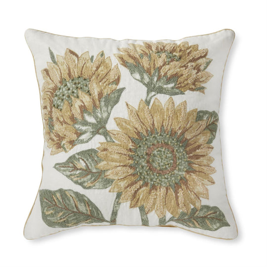 19.5" Sunflower Embroidered Pillow