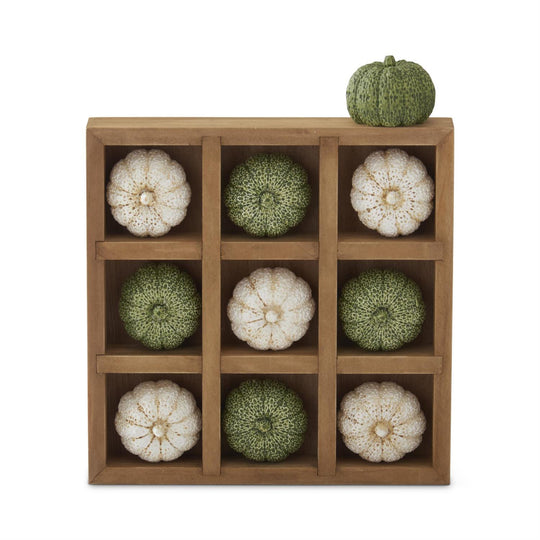 7" Green & Cream Pumpkin Tic -Tac -Toe Set