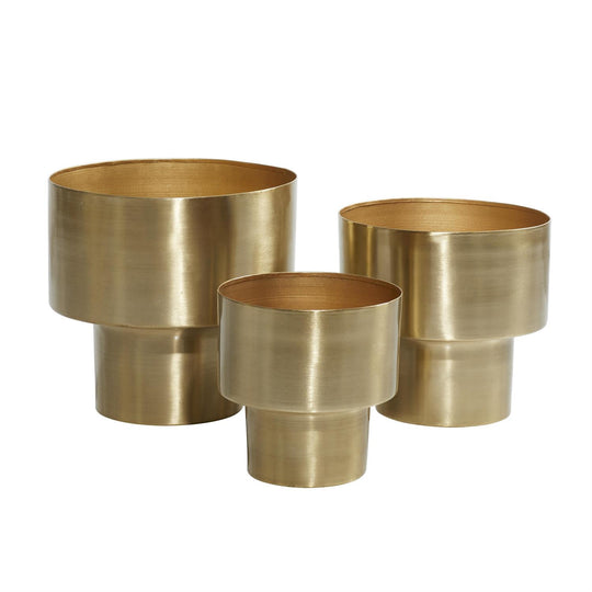 Gold Metal Brushed Indoor Outdoor Planter  (Multiple Sizes)