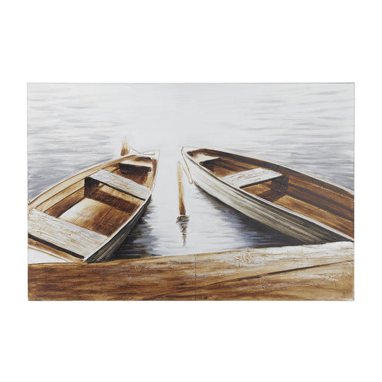 Brown Canvas Sail Boat Decorative Wall Art, 47" x 2" x 32"