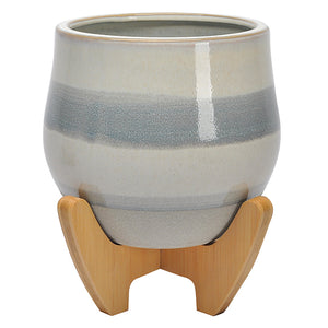 
            
                Load image into Gallery viewer, 5&amp;quot; x 4.25&amp;quot; Petra Planter &amp;amp; Wooden Stand
            
        
