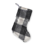 23" Black & Gray Plaid Faux Fur Stocking