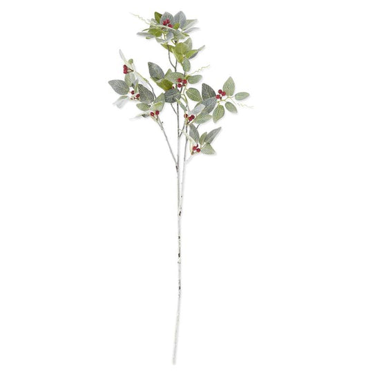 36" Glittered & Flocked Fittonia Stem w/Red Berries