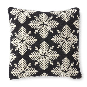 20" Square Black & White Knit Snowflake Pillow