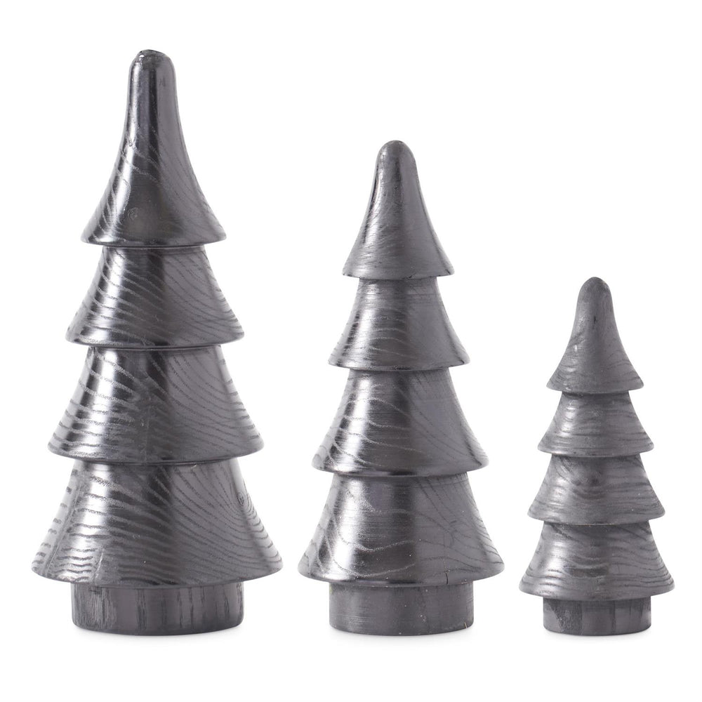 Carved Black Wood 4 Tier Christmas Trees ( Multiple Sizes )