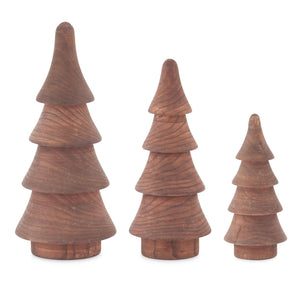 Carved Brown Wood 4 Tier Christmas Trees ( Multiple Sizes )