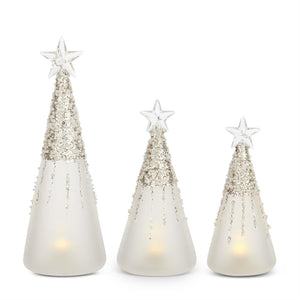 Frosted & Beaded Glass LED Trees