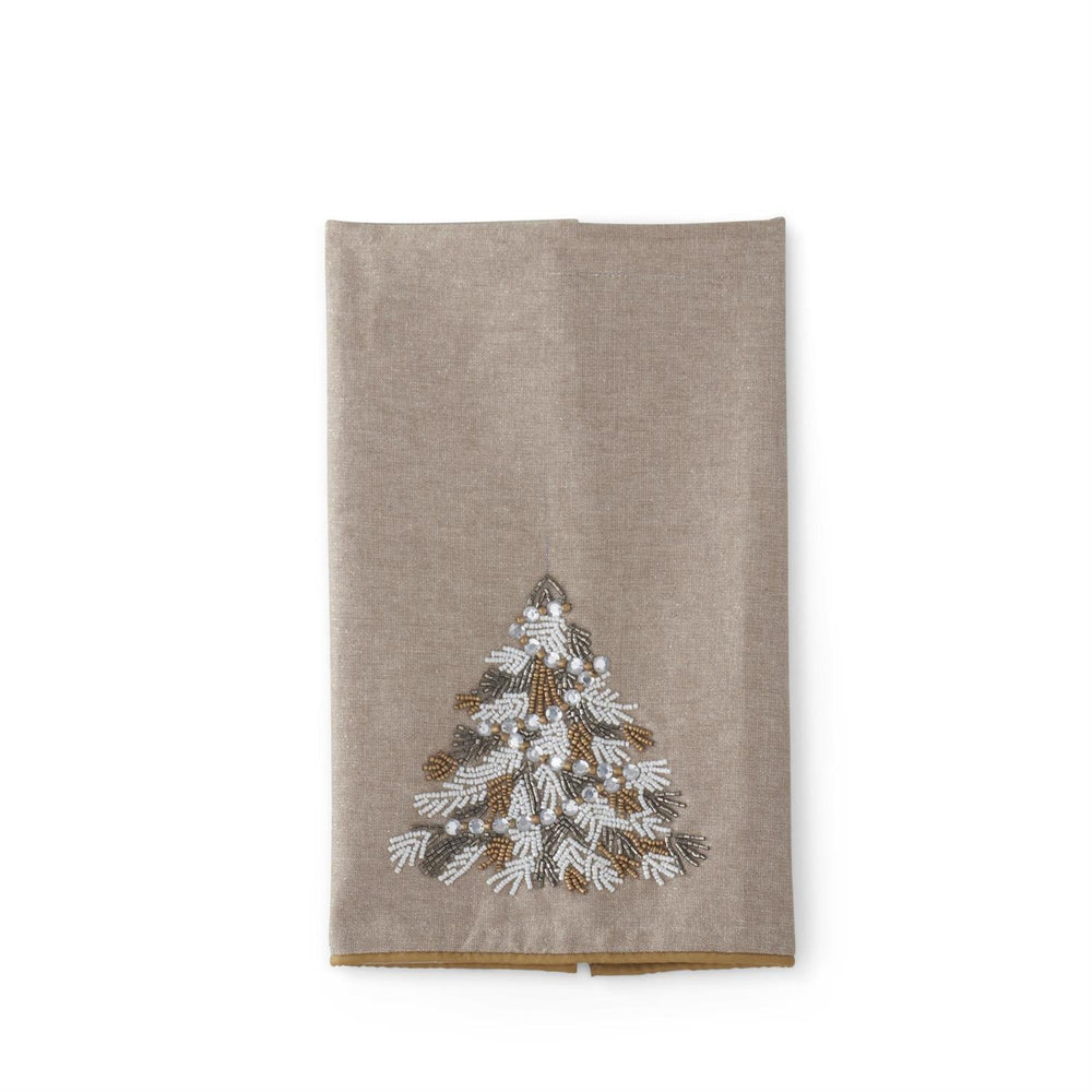 28" Cotton Beaded Christmas Tree Hand Towel