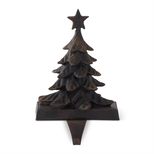 7.25"  Resin Bronze Christmas Tree Stocking Holder
