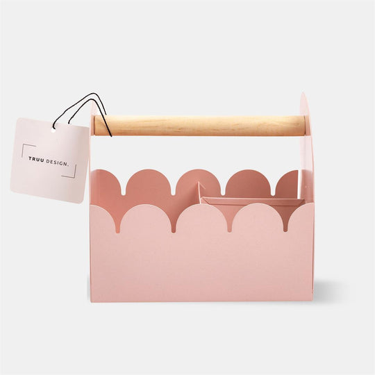 5.9"x4.3"x5.3" Wiggle Edge Metal Storage Bin with Wood Handle