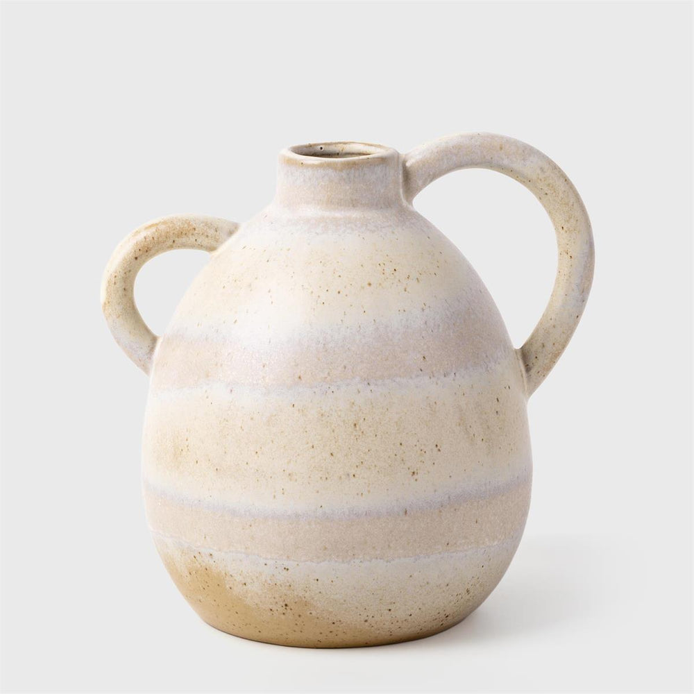 6.6" Glaze Ceramic Handled Vase