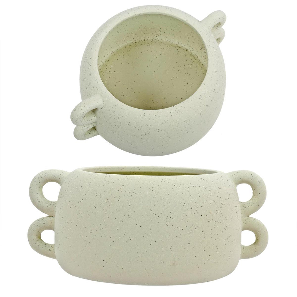 9.45"D Ceramic Planter w/Loop Edges