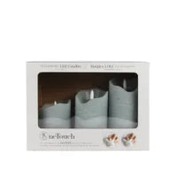 One Touch Led Pillar Candles Set Of 3 Soft Blue