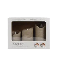 One Touch LED Pillar Candles (Set of 3) Tan