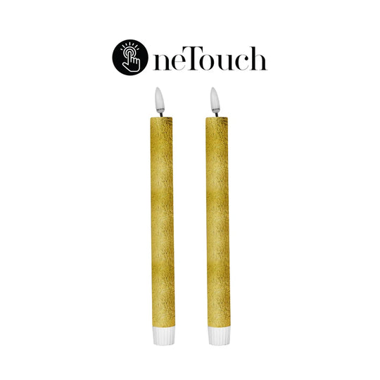 One Touch Led Taper Candles Set Of 2 Gold
