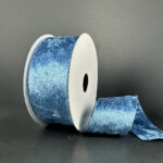 1.5" x 10 y Dusty Blue Unwired Dual Side Velvet Ribbon