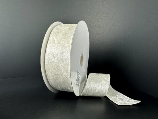 1.5" x 10 y Ivory Lush Unwired Dual Side Velvet Ribbon