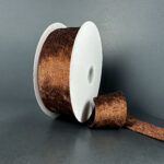1.5" x 10 y Chocolate Unwired Dual Side Velvet Ribbon