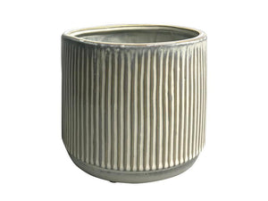 6" Mila Ceramic Planter (Green/White Stripes)