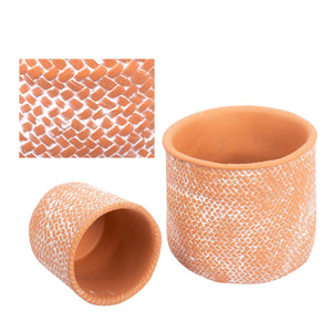 4.25" Basketweave Cement Planter (2 Sizes)
