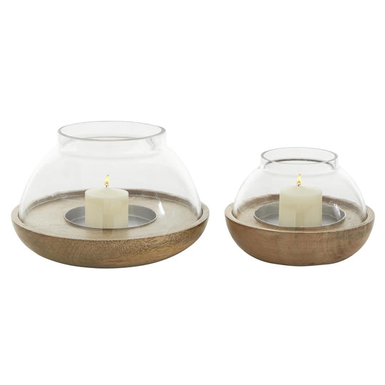 Brown Wood Tealight Room Hurricane Lamp( Multiple Sizes)