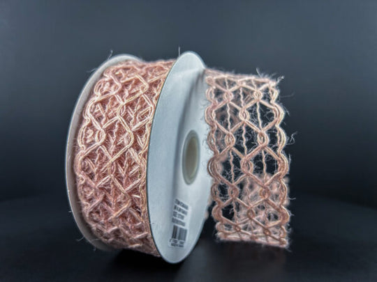 1.5" x 10Y Mauve Scallop Weave Burlap