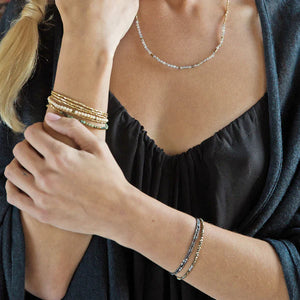 Delicate Stone Bracelet/Necklace - Pink Opal/Gold