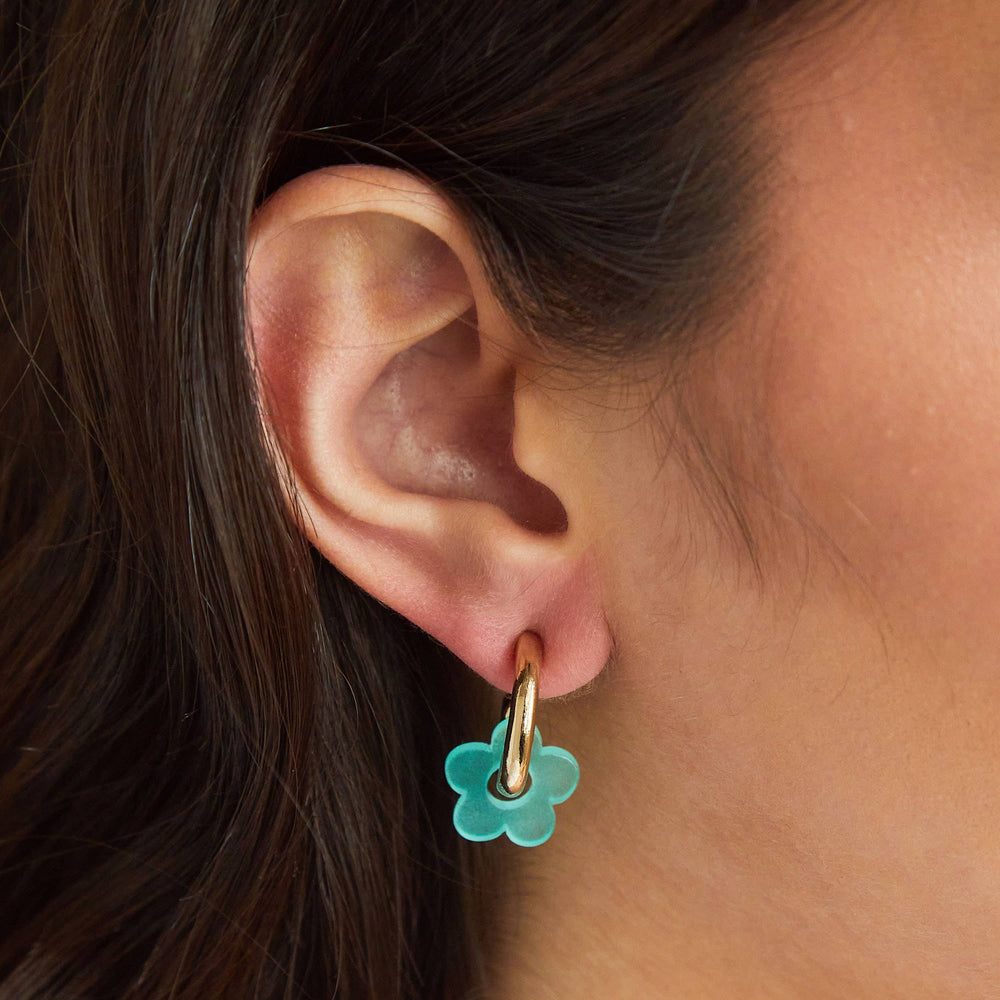 Aqua & Sand Flower Earrings | Mix and Match: Silver