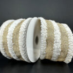 2.5"x10yds White Fuzzy Stripes Ribbon