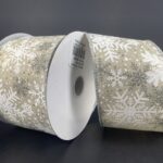 2.5"x10yds White Glitter Snowflakes Dots Ribbon - Holiday