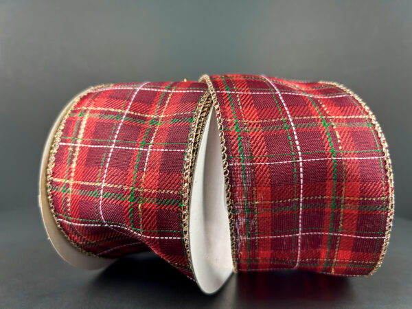 2.5" x 10yds Red/Green/Gold Plaid