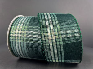 2.5" x 10yds Hunter Green/Sage/Ivory Winter Plaid