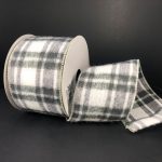 2.5"x10yds Brushed Grey Josh Plaid Ribbon