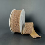 1.5" x 10Y Toffee/Black Fuzzy Metallic Ribbon