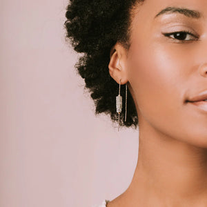 Scout Rectangle Stone Earrings - Howlite/Black/Gold