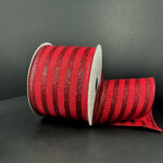 2.5" x 10Y Dark Red/Glitter Cabana Strip Ribbon