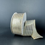 1.5" x 10Y Gold/Silver/Natural Striped Ribbon
