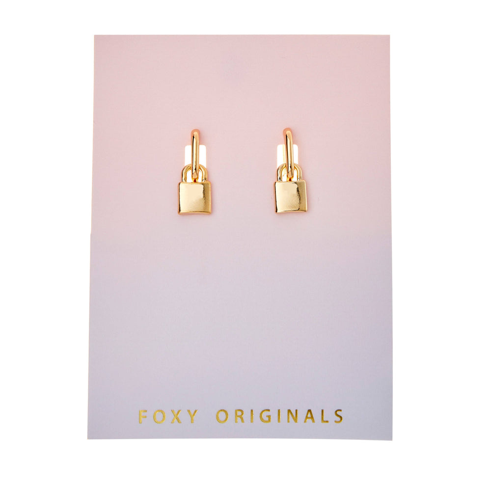 Lock Earrings: Gold