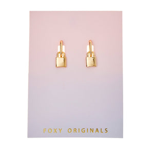 Lock Earrings: Gold