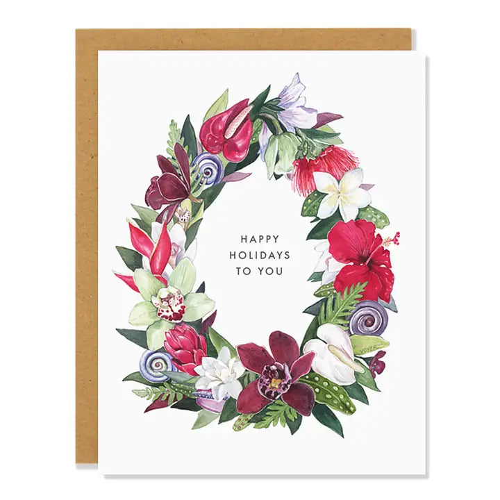 Sarah Voyer Paper Greeting Card:  Holiday Wreath