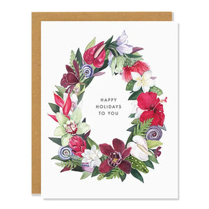 Sarah Voyer Paper Greeting Card:  Holiday Wreath