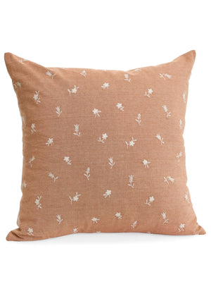 20X20 Flower Embroidery Cotton Cushion (Misty Pink/White) - Everyday Textiles
