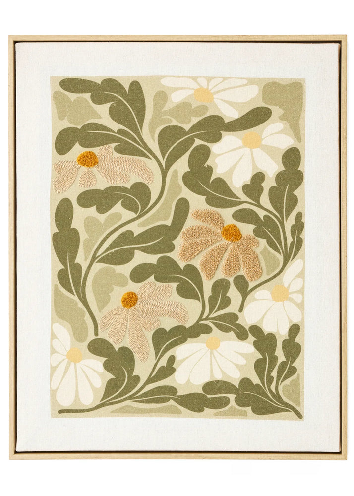 Wall Art Print canvas w/Towel Embroid Floral